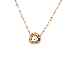 Cartier Trinity Diamond Pendant Necklace 18K Tricolor Gold and Diamond